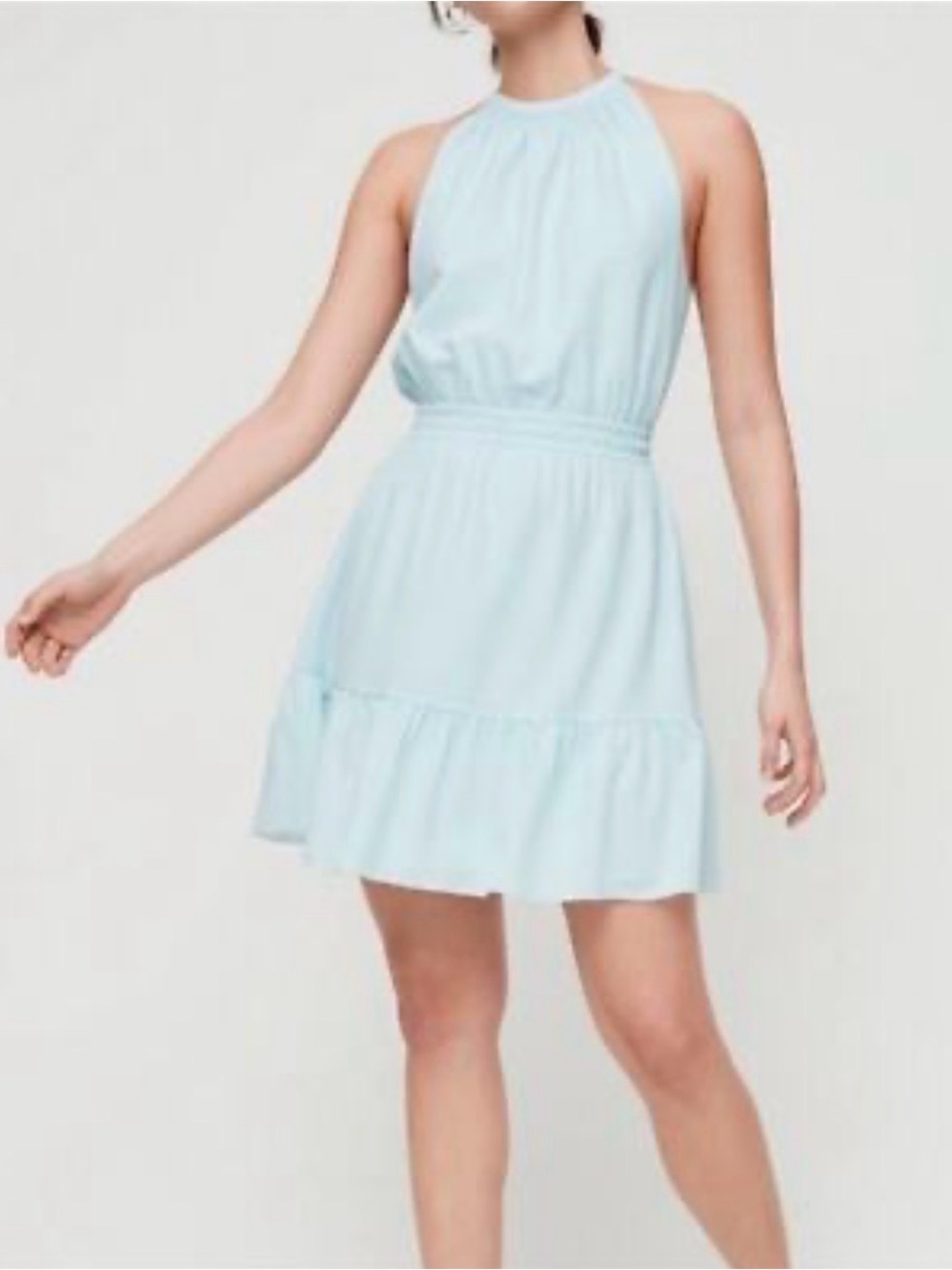 ARITZIA WILFRED EFFET AQUA MINI DRESS